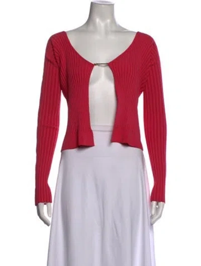 Pre-owned Jacquemus V-neck Long Sleeve Top In Red