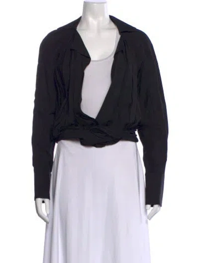 Pre-owned Jacquemus V-neck Long Sleeve Top W/ Tags In Black