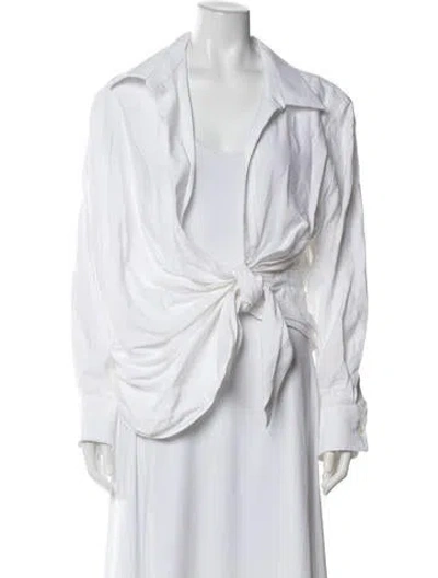 Pre-owned Jacquemus V-neck Long Sleeve Top In White