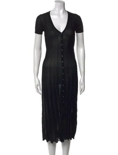 Pre-owned Jacquemus V-neck Midi Length Dress In Black