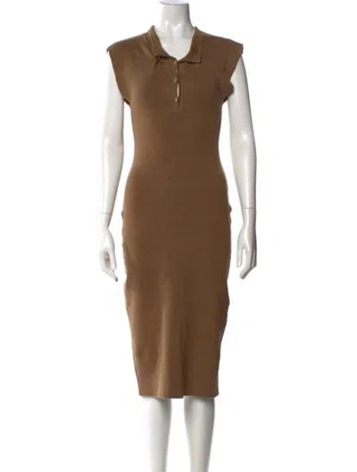 Pre-owned Jacquemus V-neck Midi Length Dress In Brown