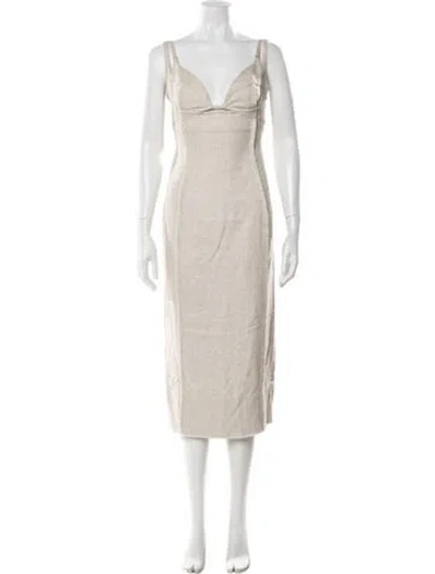 Pre-owned Jacquemus V-neck Midi Length Dress In Neutral