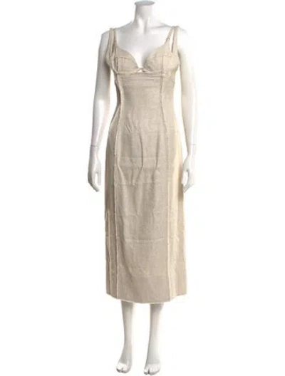 Pre-owned Jacquemus V-neck Midi Length Dress In Neutrals