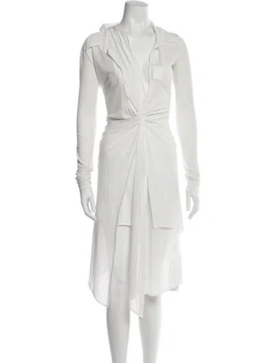 Pre-owned Jacquemus V-neck Midi Length Dress In White