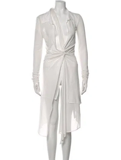 Pre-owned Jacquemus V-neck Midi Length Dress In White