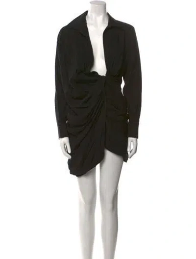 Pre-owned Jacquemus V-neck Mini Dress In Black