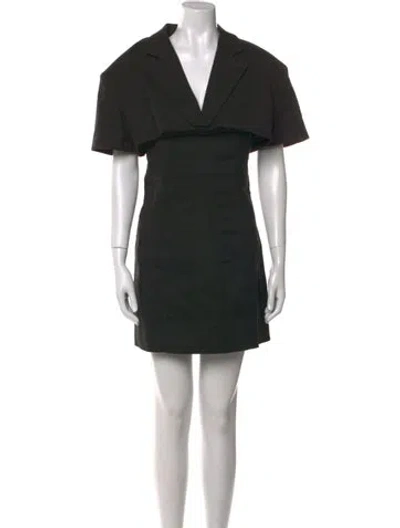 Pre-owned Jacquemus V-neck Mini Dress In Black