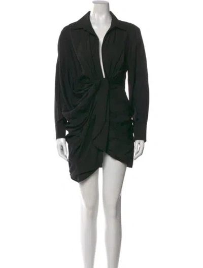 Pre-owned Jacquemus V-neck Mini Dress In Black