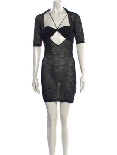 Pre-owned Jacquemus V-neck Mini Dress In Black