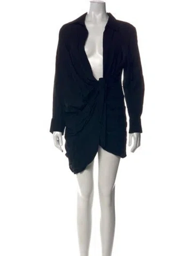 Pre-owned Jacquemus V-neck Mini Dress In Black