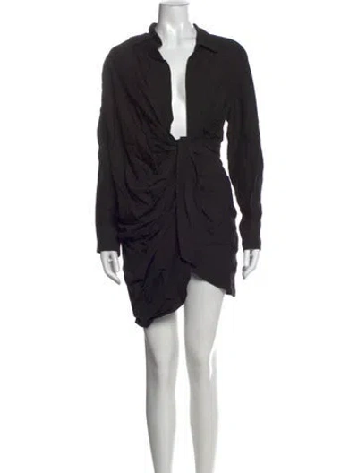 Pre-owned Jacquemus V-neck Mini Dress In Black