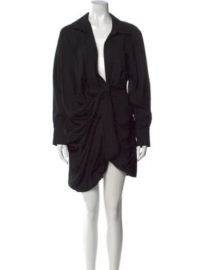 Pre-owned Jacquemus V-neck Mini Dress In Black