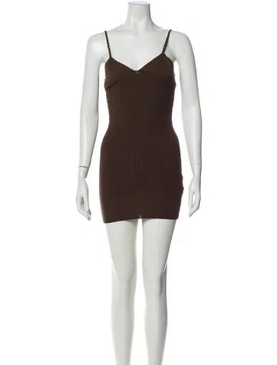 Pre-owned Jacquemus V-neck Mini Dress In Brown