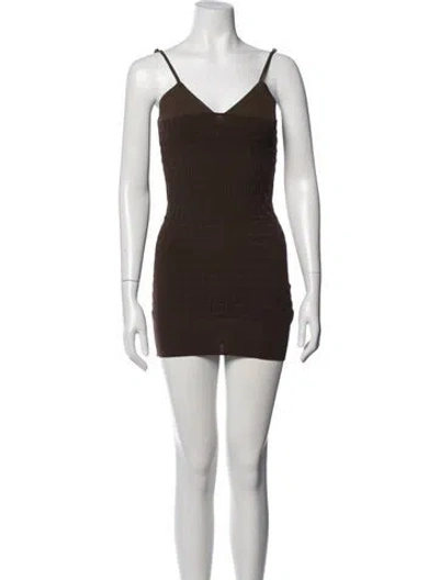 Pre-owned Jacquemus V-neck Mini Dress In Brown