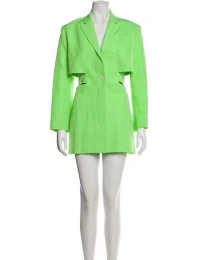 Pre-owned Jacquemus V-neck Mini Dress In Green