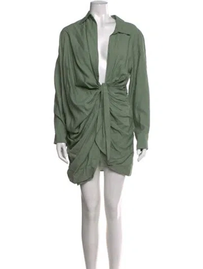 Pre-owned Jacquemus V-neck Mini Dress In Green