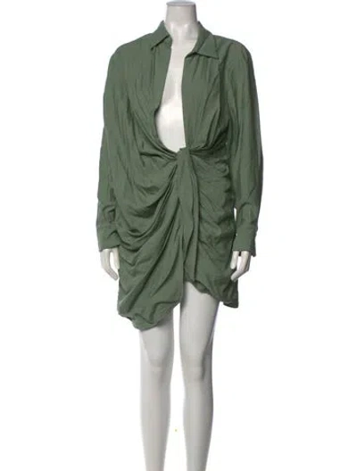 Pre-owned Jacquemus V-neck Mini Dress In Green