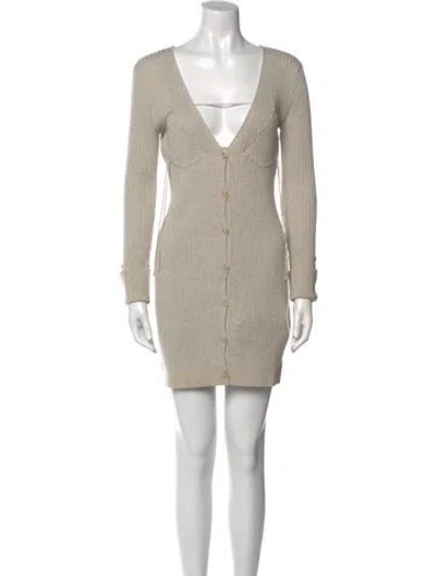 Pre-owned Jacquemus V-neck Mini Dress In Neutral