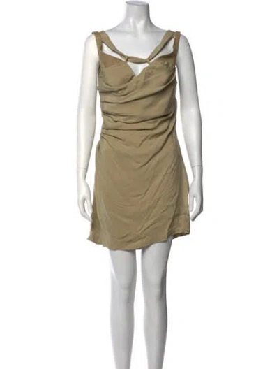 Pre-owned Jacquemus V-neck Mini Dress In Neutrals