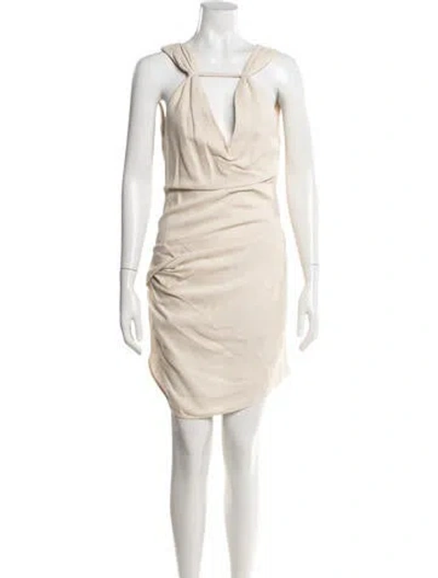 Pre-owned Jacquemus V-neck Mini Dress In Neutrals