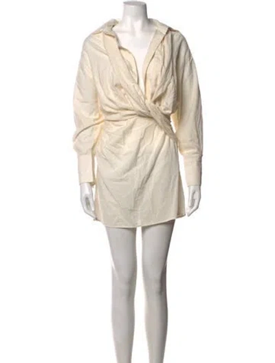 Pre-owned Jacquemus V-neck Mini Dress In Neutrals