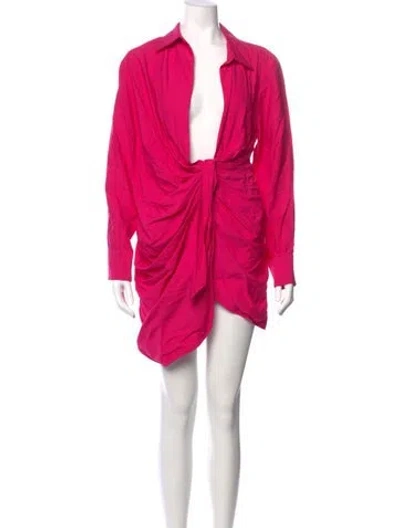 Pre-owned Jacquemus V-neck Mini Dress In Pink
