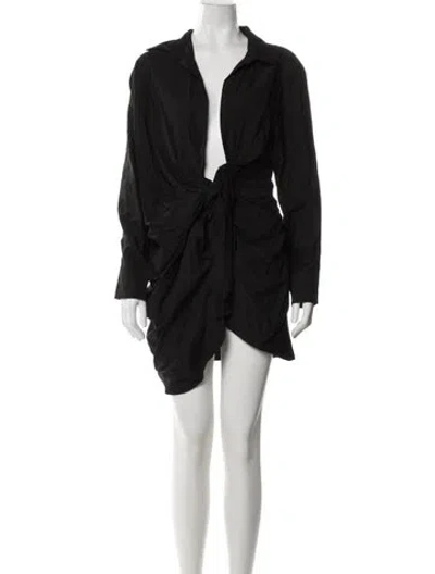 Pre-owned Jacquemus V-neck Mini Dress W/ Tags In Black