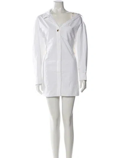 Pre-owned Jacquemus V-neck Mini Dress In White