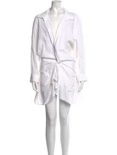 Pre-owned Jacquemus V-neck Mini Dress In White
