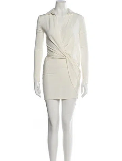 Pre-owned Jacquemus V-neck Mini Dress In White