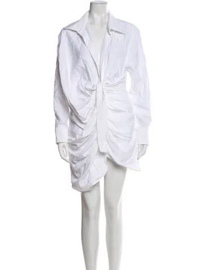 Pre-owned Jacquemus V-neck Mini Dress In White