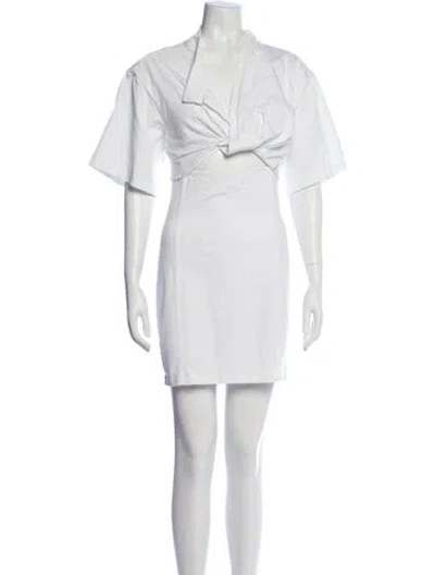 Pre-owned Jacquemus V-neck Mini Dress In White