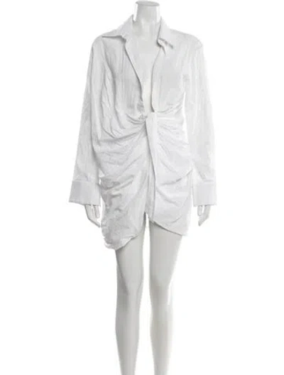 Pre-owned Jacquemus V-neck Mini Dress In White