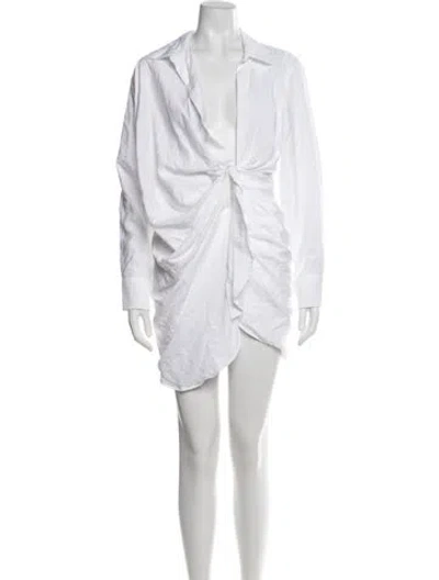 Pre-owned Jacquemus V-neck Mini Dress In White