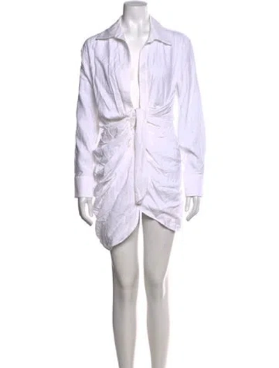Pre-owned Jacquemus V-neck Mini Dress In White