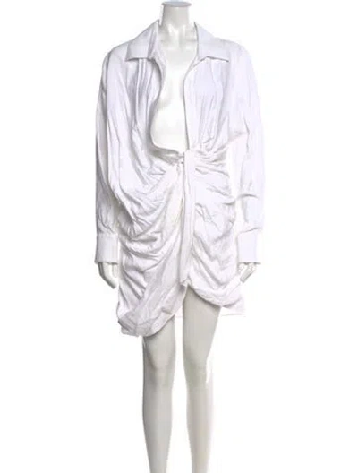 Pre-owned Jacquemus V-neck Mini Dress In White