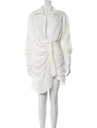 Pre-owned Jacquemus V-neck Mini Dress In White