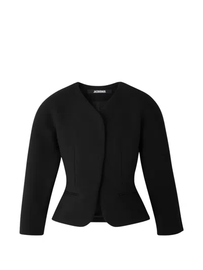 Jacquemus V-neck Sculptural Jacket In Black