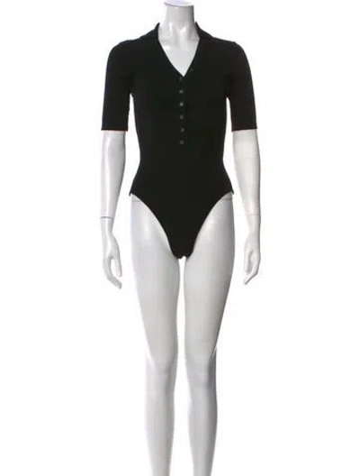 Pre-owned Jacquemus V-neck Short Sleeve Bodysuit In Black