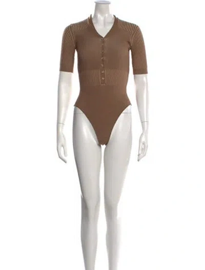 Pre-owned Jacquemus V-neck Short Sleeve Bodysuit In Brown