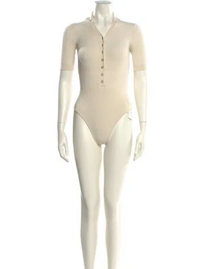 Pre-owned Jacquemus V-neck Short Sleeve Bodysuit In Neutral