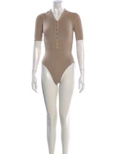 Pre-owned Jacquemus V-neck Short Sleeve Bodysuit In Neutral