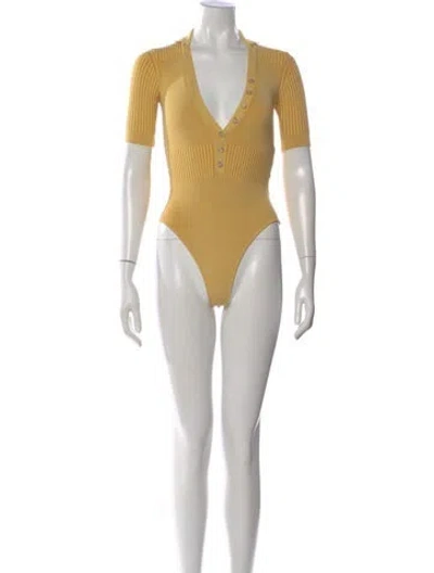 Pre-owned Jacquemus V-neck Short Sleeve Bodysuit In Neutral