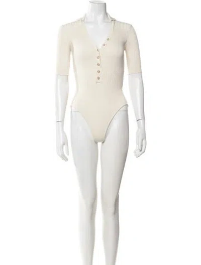 Pre-owned Jacquemus V-neck Short Sleeve Bodysuit In Neutrals