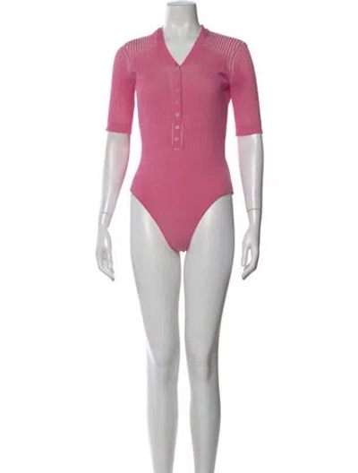 Pre-owned Jacquemus V-neck Short Sleeve Bodysuit In Pink