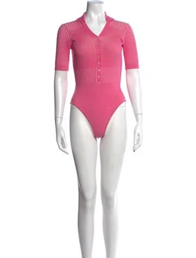 Pre-owned Jacquemus V-neck Short Sleeve Bodysuit In Pink