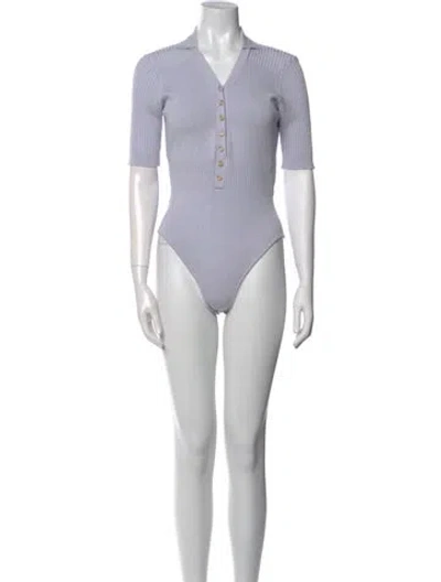 Pre-owned Jacquemus V-neck Short Sleeve Bodysuit In Purple