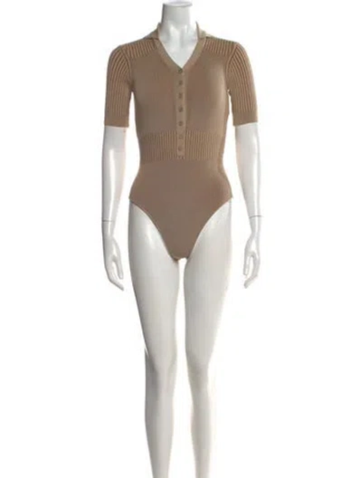 Pre-owned Jacquemus V-neck Short Sleeve Bodysuit W/ Tags In Neutrals