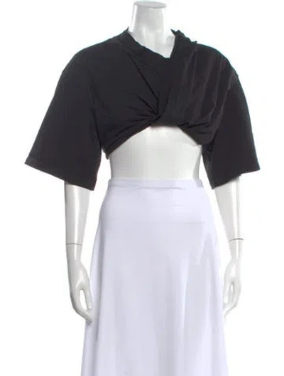 Pre-owned Jacquemus V-neck Short Sleeve Crop Top In Black