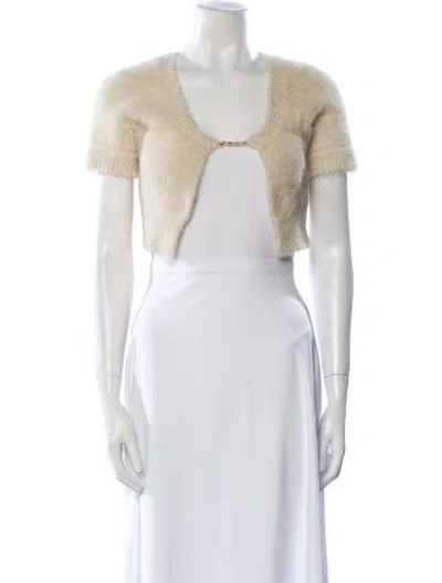 Pre-owned Jacquemus V-neck Short Sleeve Crop Top In Blue